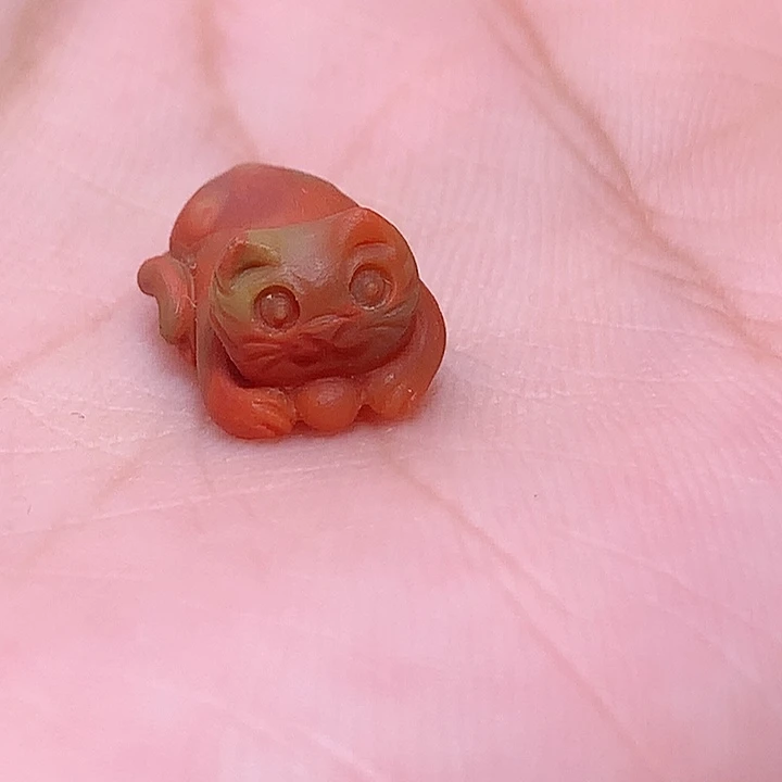 未镶嵌南红南红玛瑙包浆小猫
