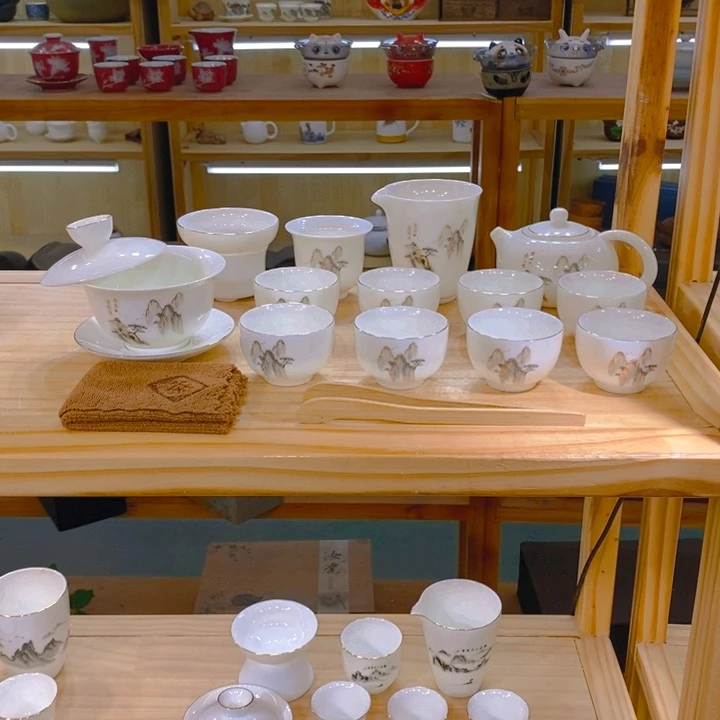 【不止】羊脂玉瓷茶具套装