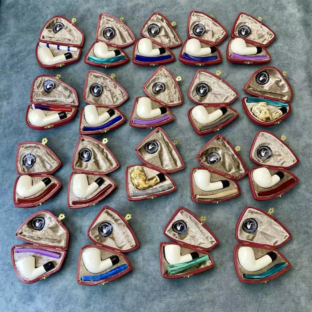 土耳其进口海泡石原始雕刻烟斗