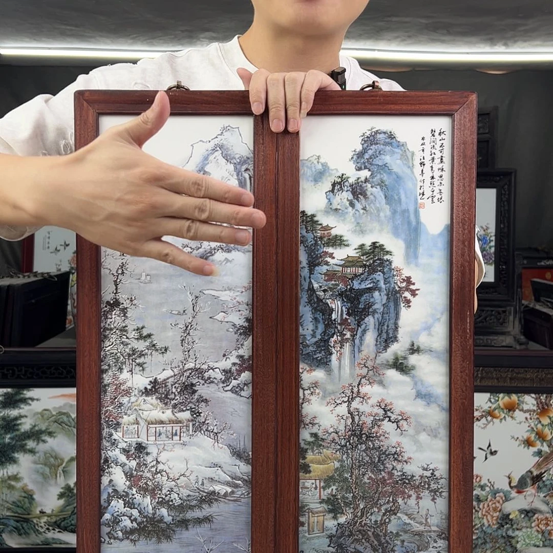 瓷片景德镇瓷板画一对