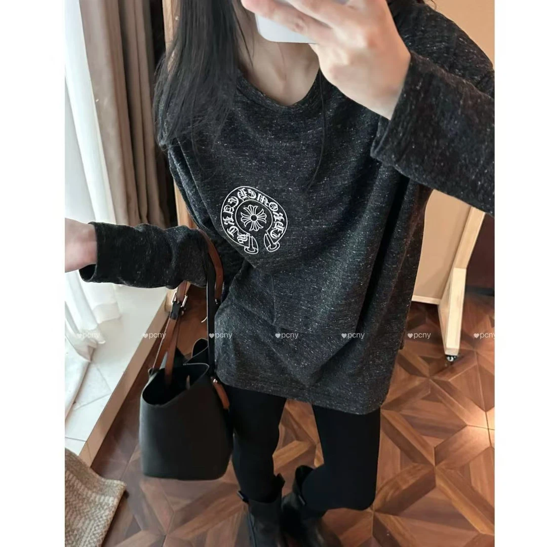 PCNY「墨灰印记」不理理冬季新款女装时尚休闲宽松百搭长袖T恤
