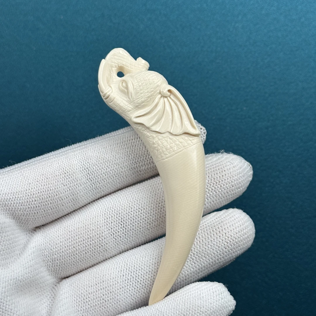 H25-46天然猛犸牙 象神牙尖 15.5*80.5mm支持复检假一罚十