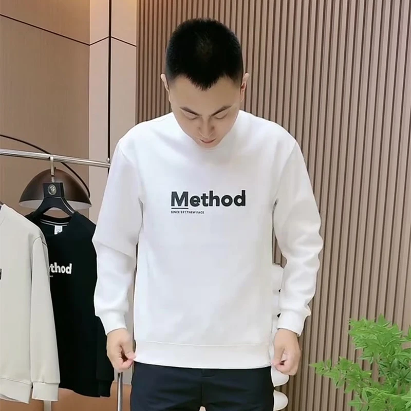 新款美式轻奢超火休闲圆领男士字母印花卫衣百搭潮流日常上衣打底