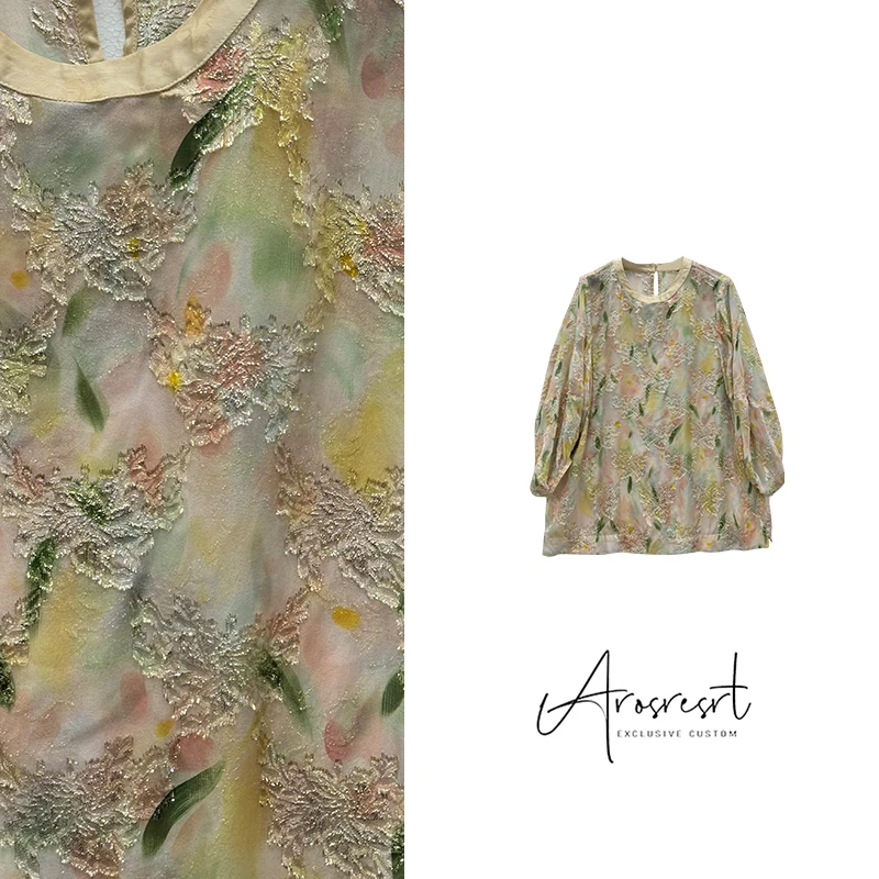 【鎏影蝶花】2025夏季新款新中式国风圆领百搭复古斜襟上衣