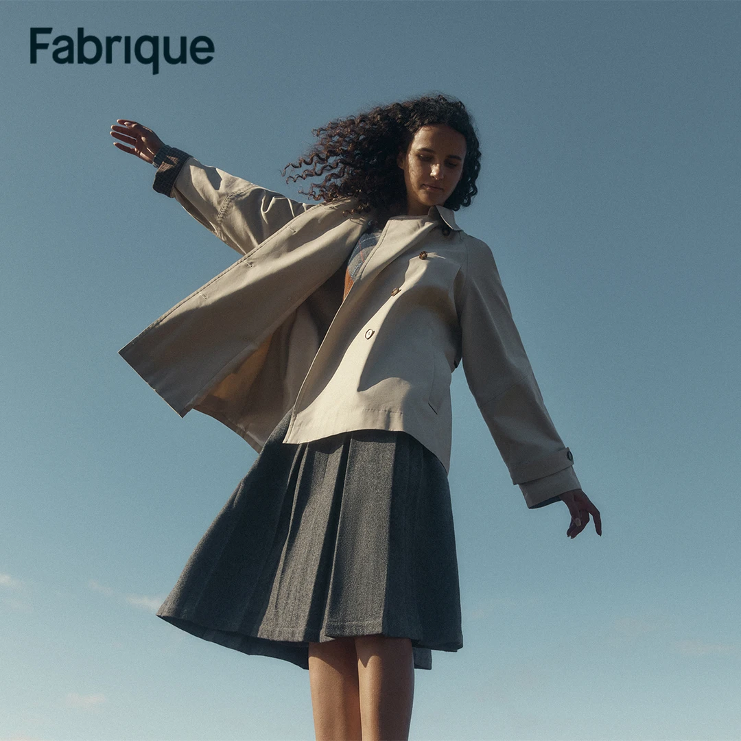 Fabrique贝卡同款【灰曜石风衣】米灰色双排扣大翻领配腰带休闲风衣