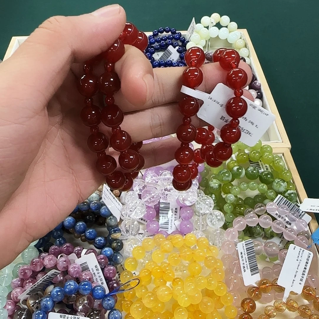 未镶嵌水晶手链许研同款双圈红玛瑙