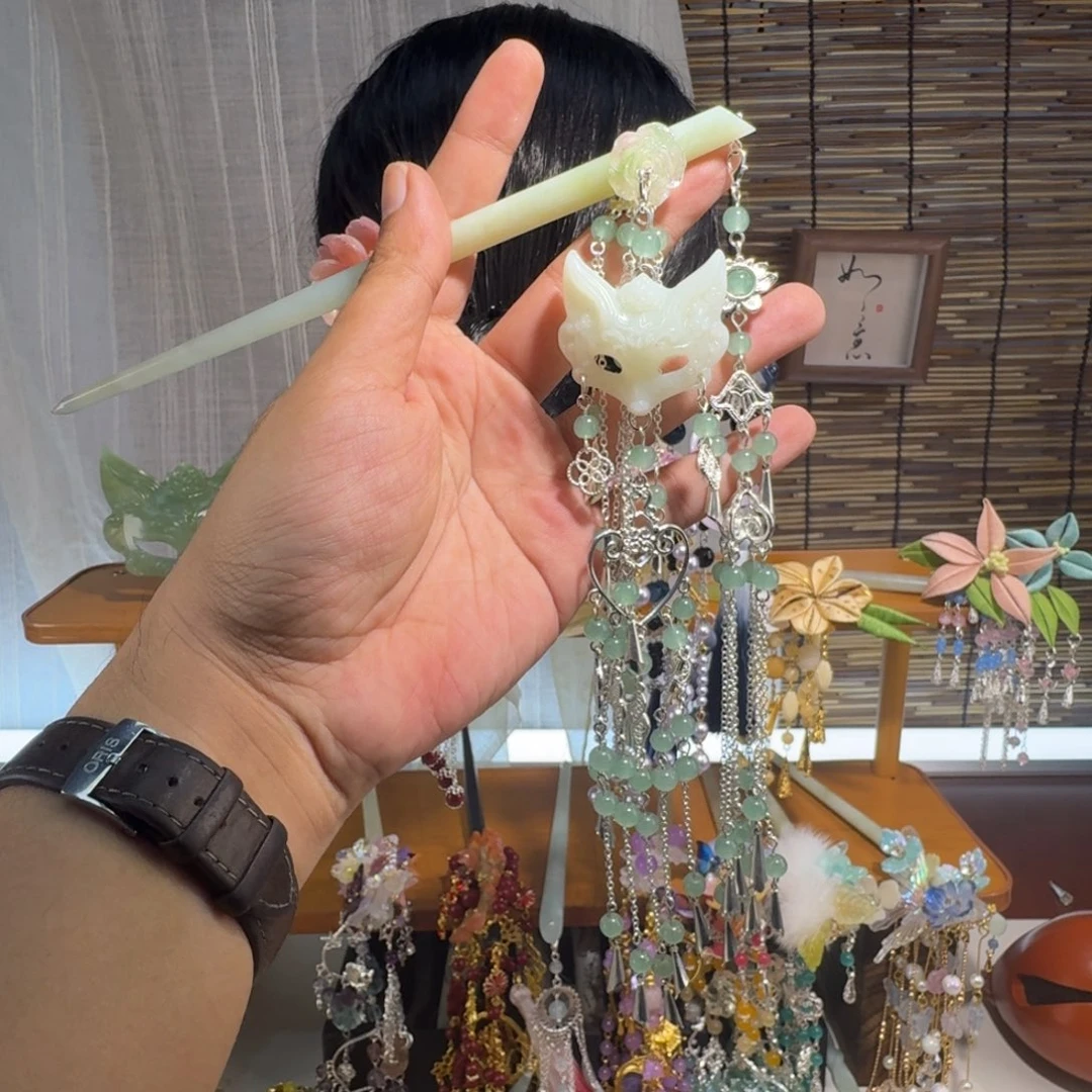 蛇纹石玉合金发饰