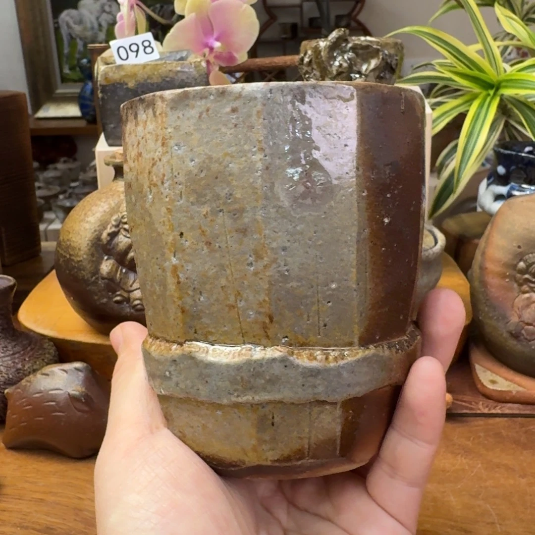 金光教悟备前烧大容量手握汤吞福利一口价