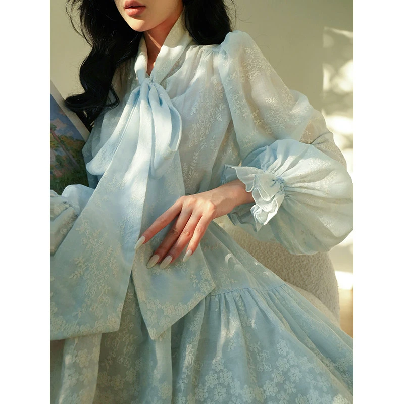 Aconiconi｜海雾曼塔 法式少女重工提花高级设计感衬衫半裙套装裙