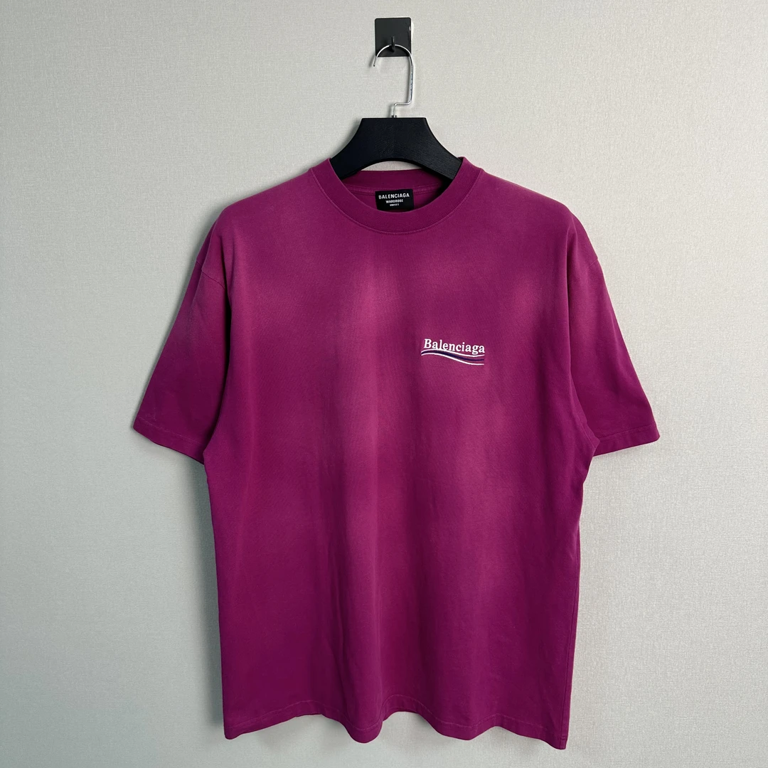 未使用 Balenciaga/巴黎世家 紫粉色扎染海浪短袖/M码/带吊