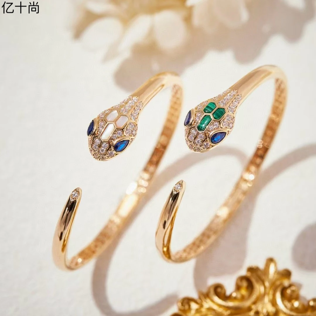 合金合成锆石手镯 亿十尚灵蛇头白贝孔雀绿高档手镯项链耳环戒指T