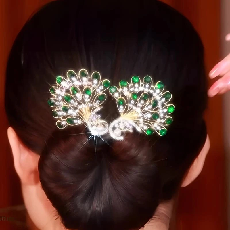 孔雀盘发器复古孔雀开屏盘发器发夹女后脑勺丸子头固定神器扭扭夹