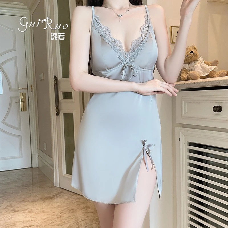 【穿搭秀】新款经典缎面显瘦开叉吊带舒适气质睡裙