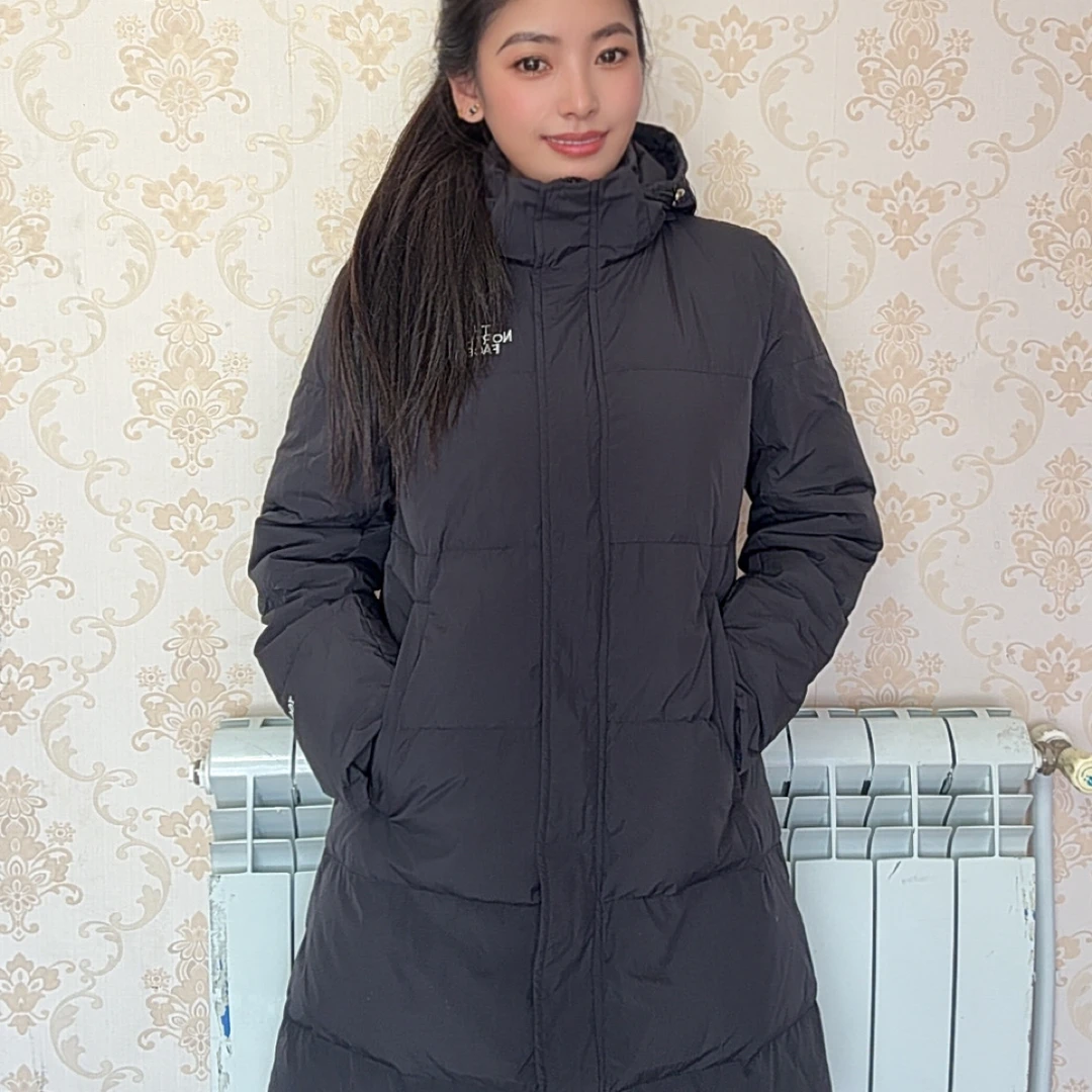 冬季新款直筒版外套，百搭时尚女款中长款 帽子可以取