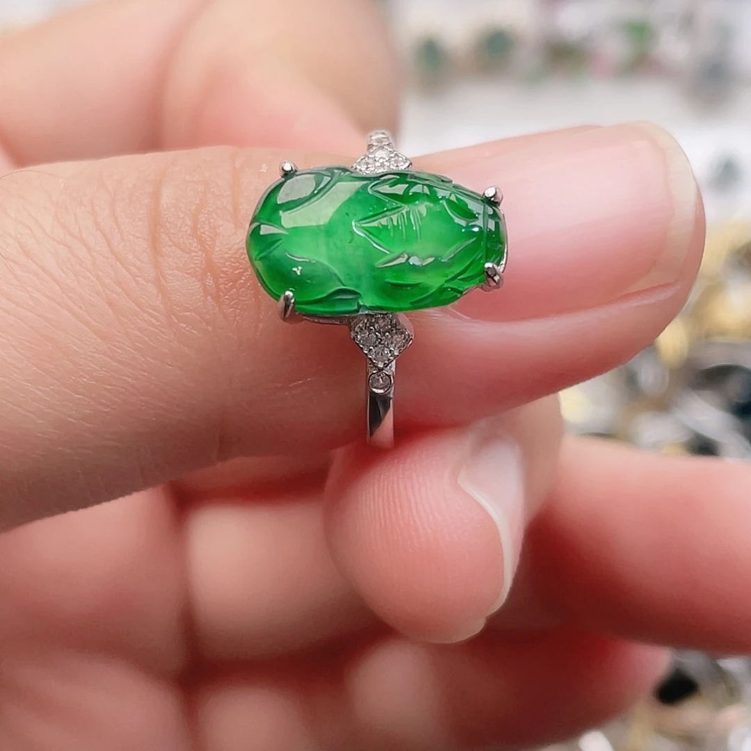 翡翠银S925镶嵌戒指