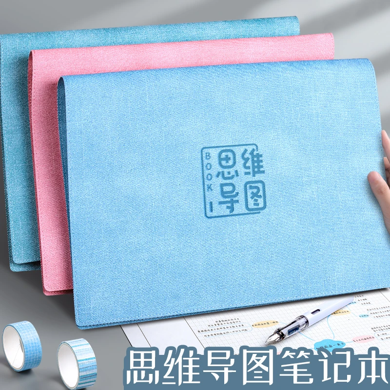 思维导图活页笔记本子软皮网格金属卡扣线圈本B5可拆卸加厚记事本