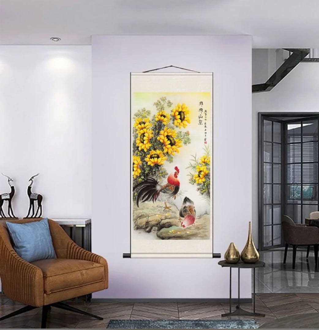 《欣欣向荣》170×72CM 竖幅客厅走廊玄关卧室茶室装饰画