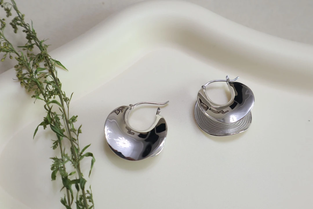 925银耳饰 重工轻奢贝壳状环形耳饰ins气质简约个性百搭手工