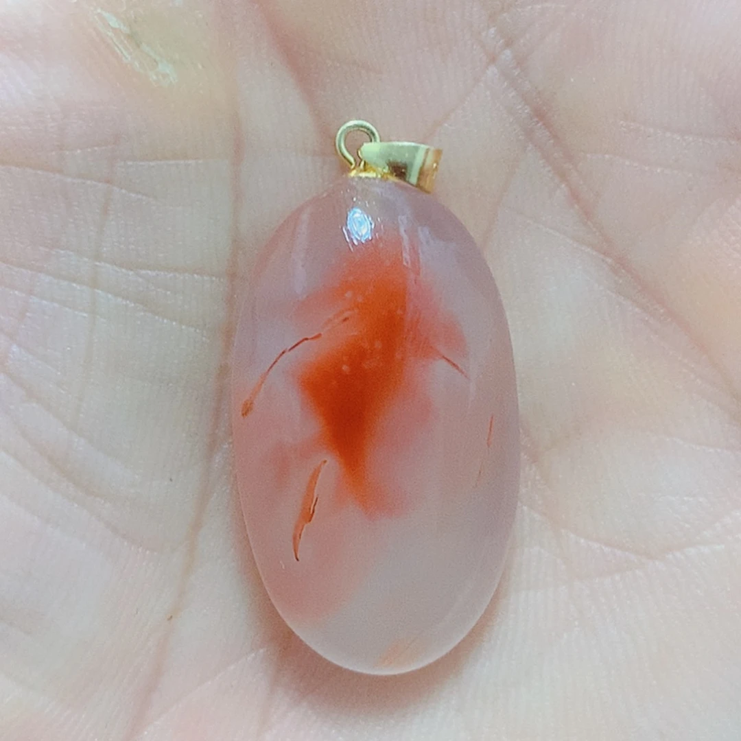 南红玛瑙银S925镶嵌吊坠(不含链)