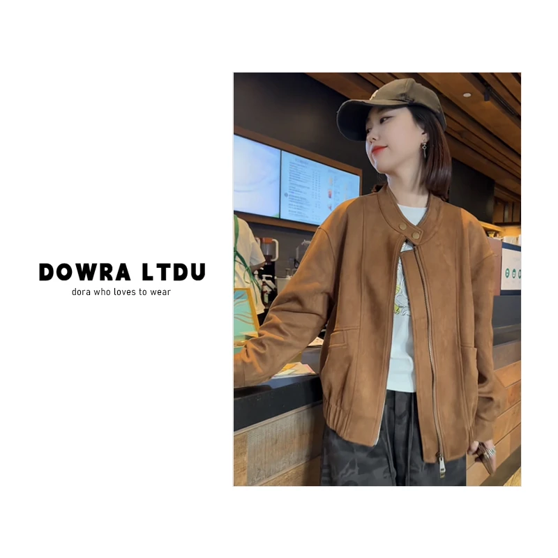 朵拉【柏林艺术】2025年秋季新款半高领纯色简约百搭外套女147-3152