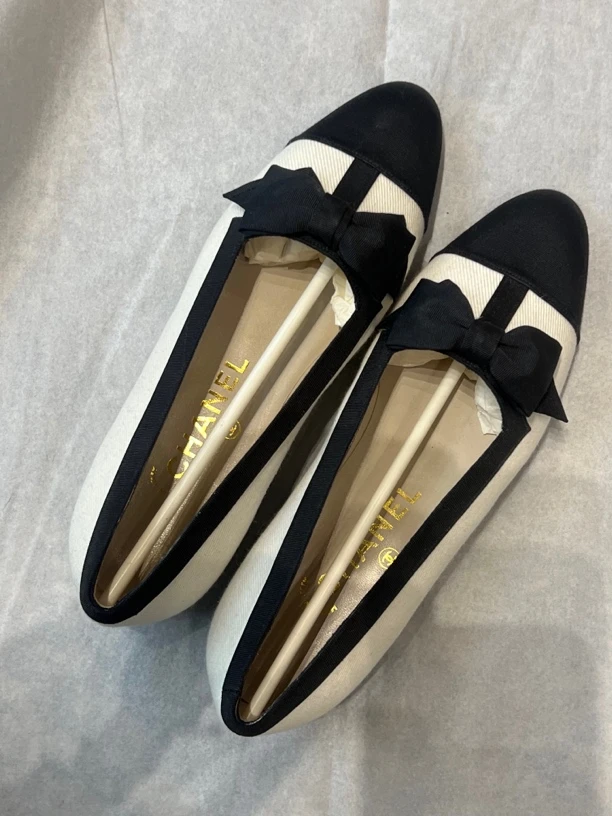 95新 Chanel/香奈儿 chanel小香黑白蝴蝶结鞋
