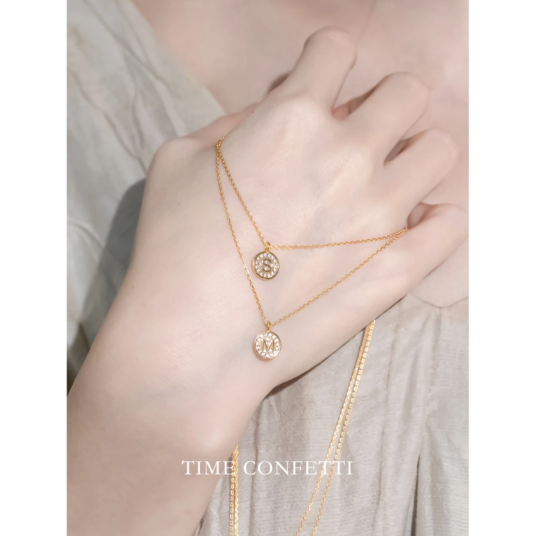 坠链均925银 镀K金【孙二娘】气质百搭轻奢法式吊坠项链TC 9535