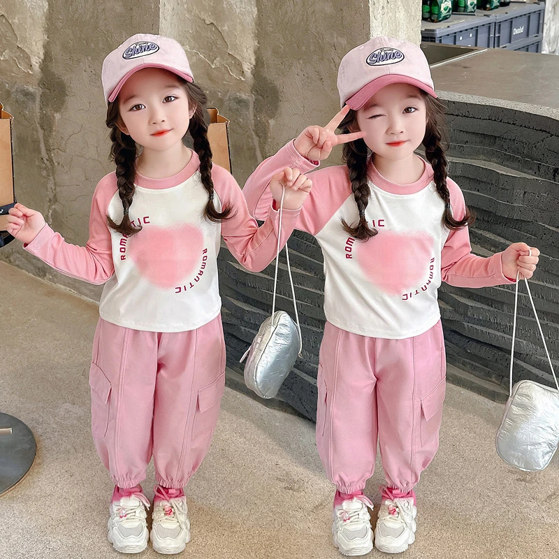 女童春装套装2025新款时髦洋气套装春秋款两件套女宝宝工装裤套装