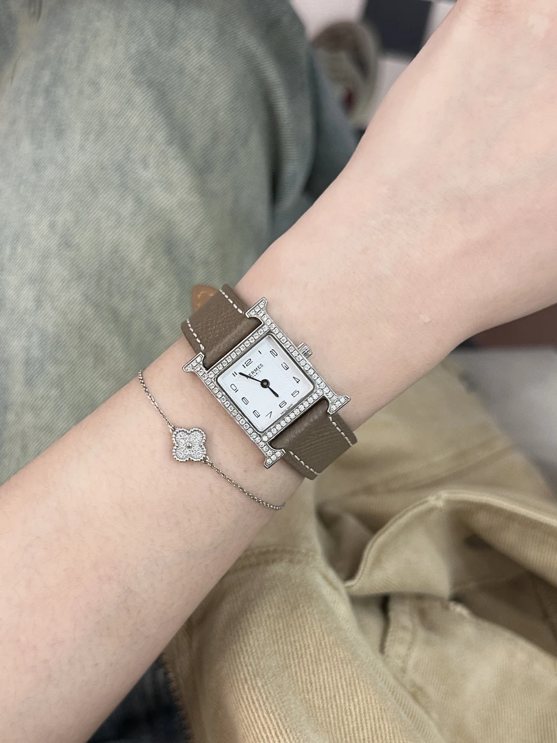 99新 Hermes/爱马仕 HEURE H系列/21×30mm/石英后钻/女士手表