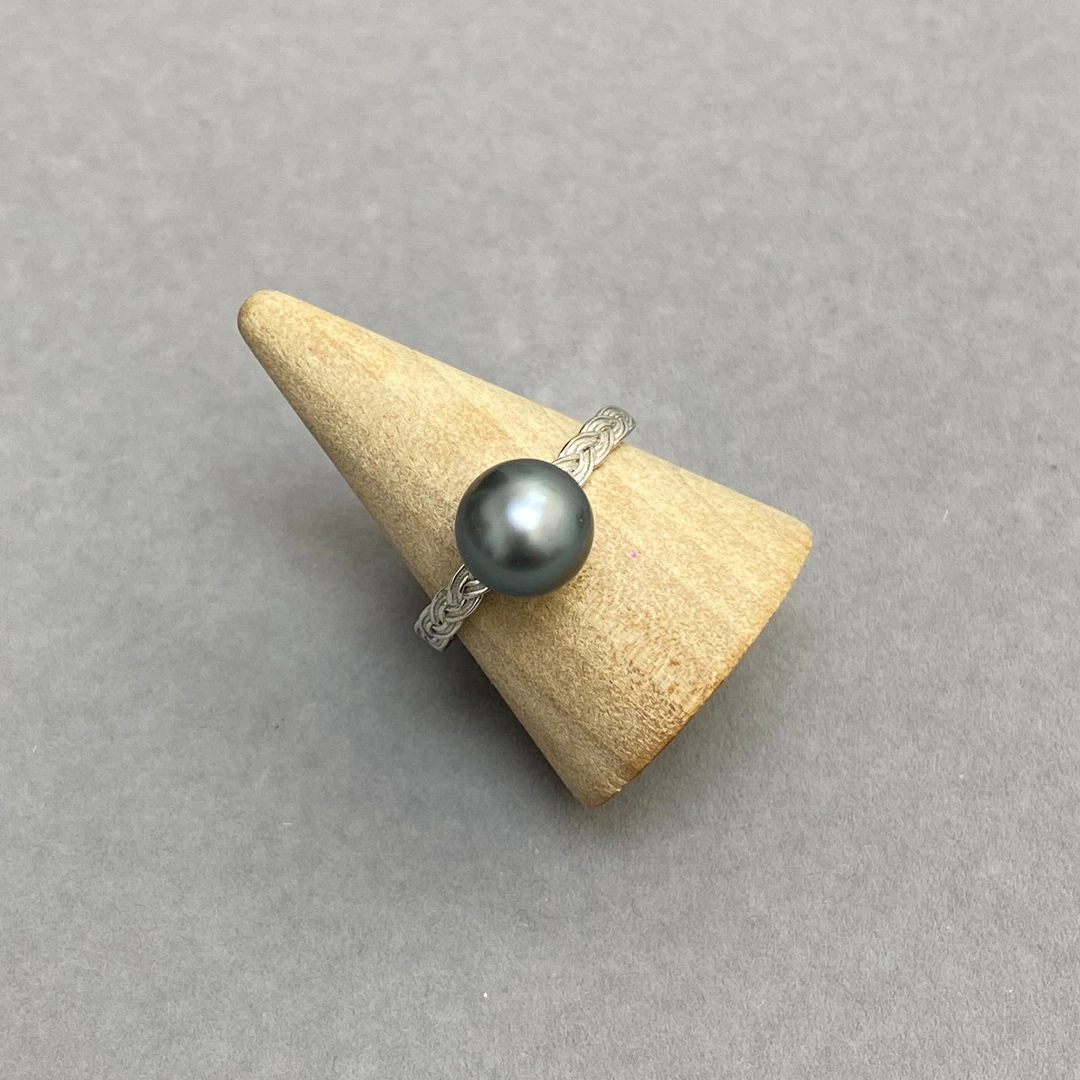 梁大大珠宝 海水大溪地黑珍珠s925银戒指 时尚款