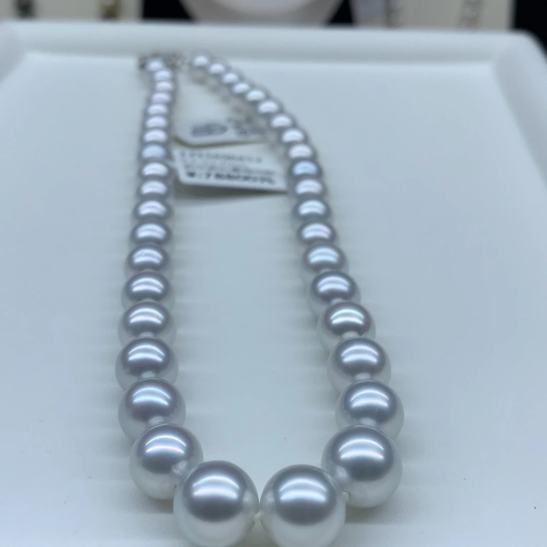 海水珍珠颈饰18K金镶嵌9.1-11.7mm澳白串链