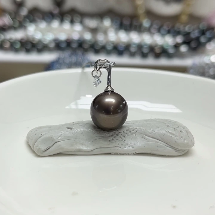 银S925镶嵌吊坠(不含链)海水珍珠11-12m 136号