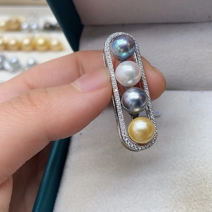 海水珍珠银S925镶嵌吊坠(不含链)