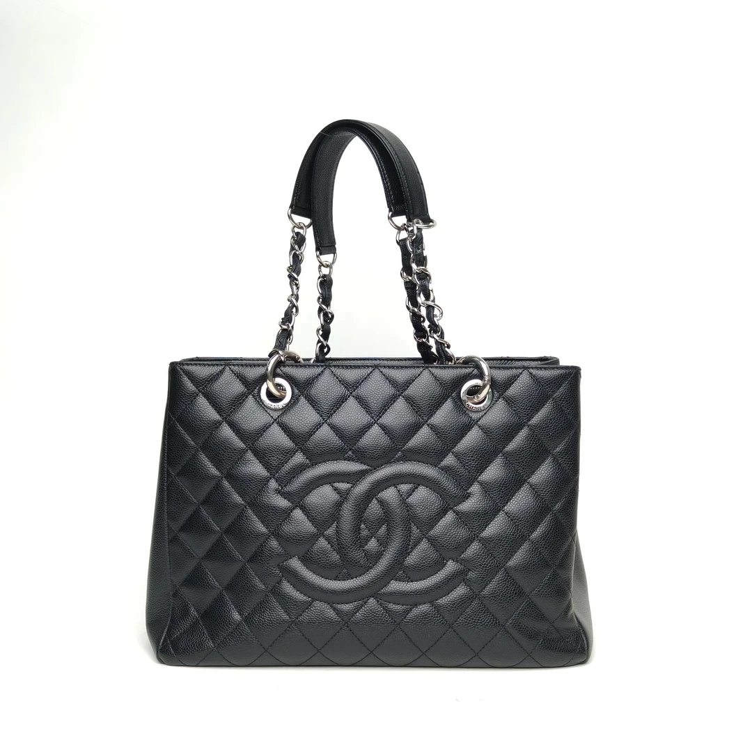 95新 Chanel/香奈儿 【双攀】GST 购物袋 小号 33cm 16开 银扣