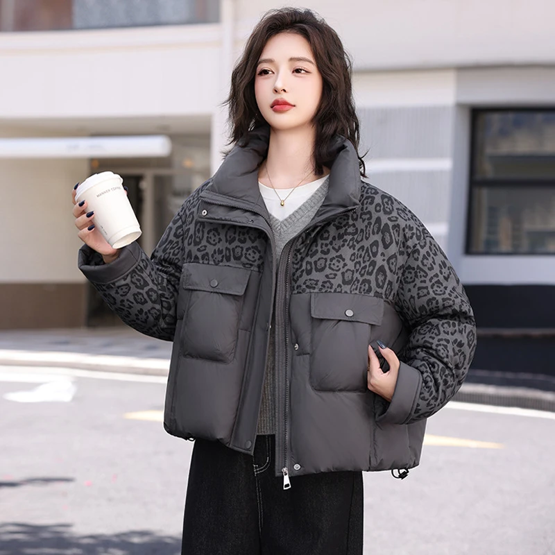 新款时尚棉衣女时尚加厚宽松立领保暖棉衣女棉服女装大码短外套冬