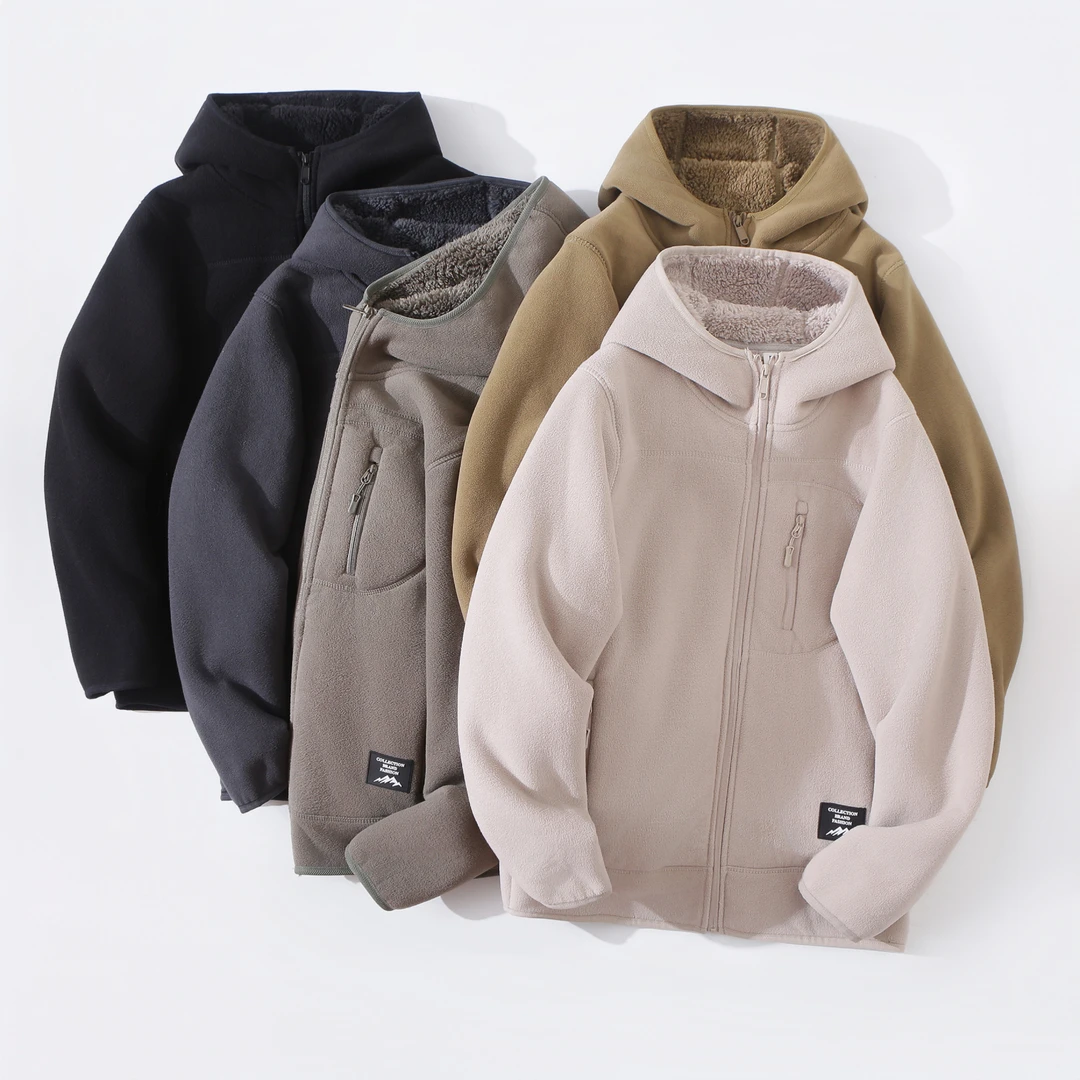 900克！男女同款重磅摇粒绒加绒加厚连帽外套