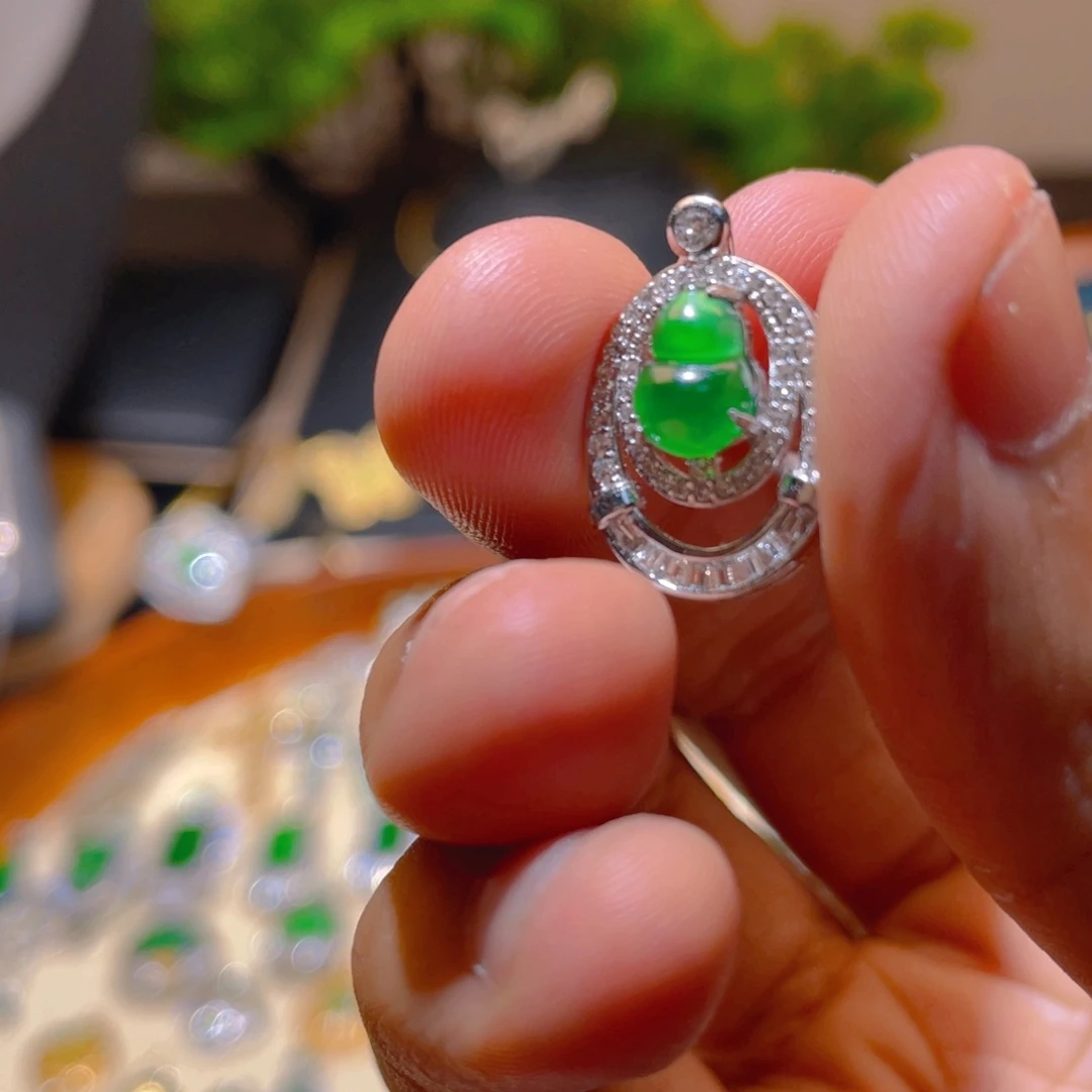 翡翠银S925镶嵌吊坠(不含链)
