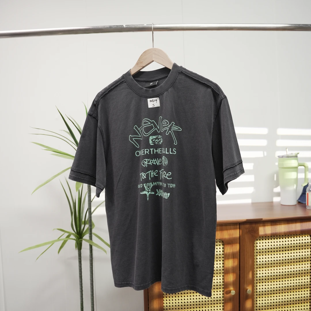 【H】水洗做旧短袖舒适百搭短袖T恤00829-A2-10