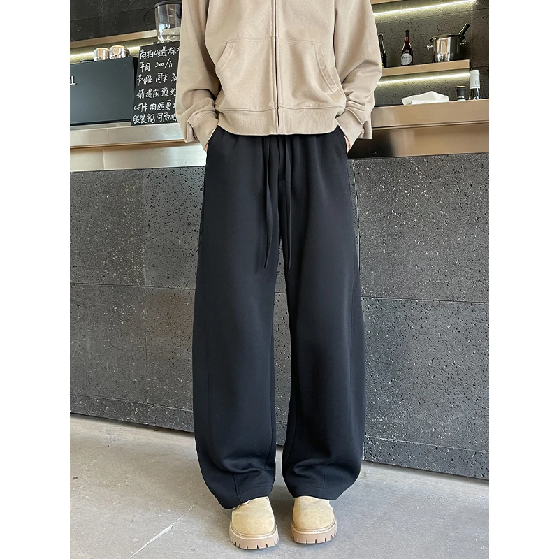 弯刀卫裤男款潮流百搭直筒垂感慵懒阔腿裤子cleanfit运动休闲长裤