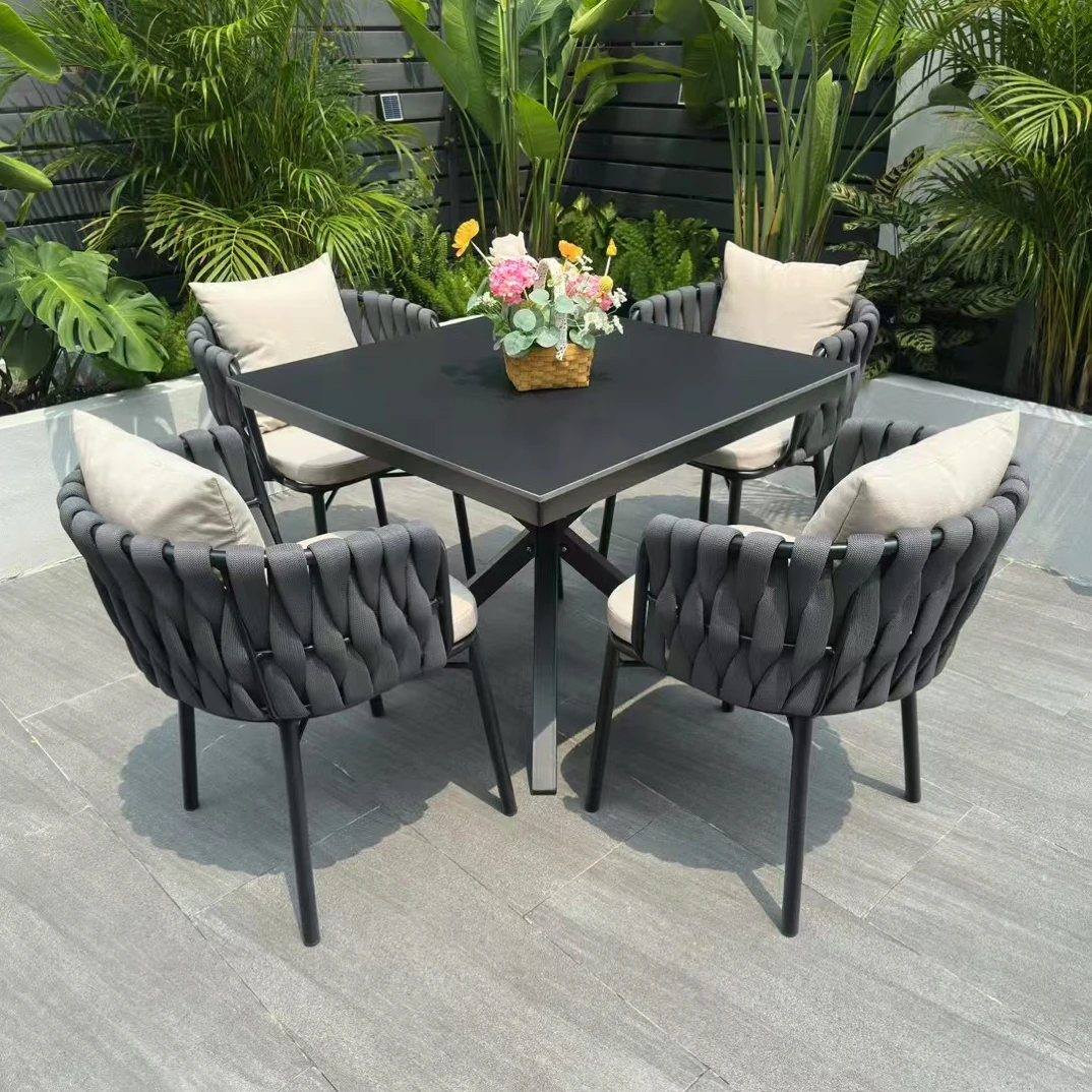 轩菲户外桌椅庭院花园岩板桌露天阳台北欧创意休闲民宿户外家具