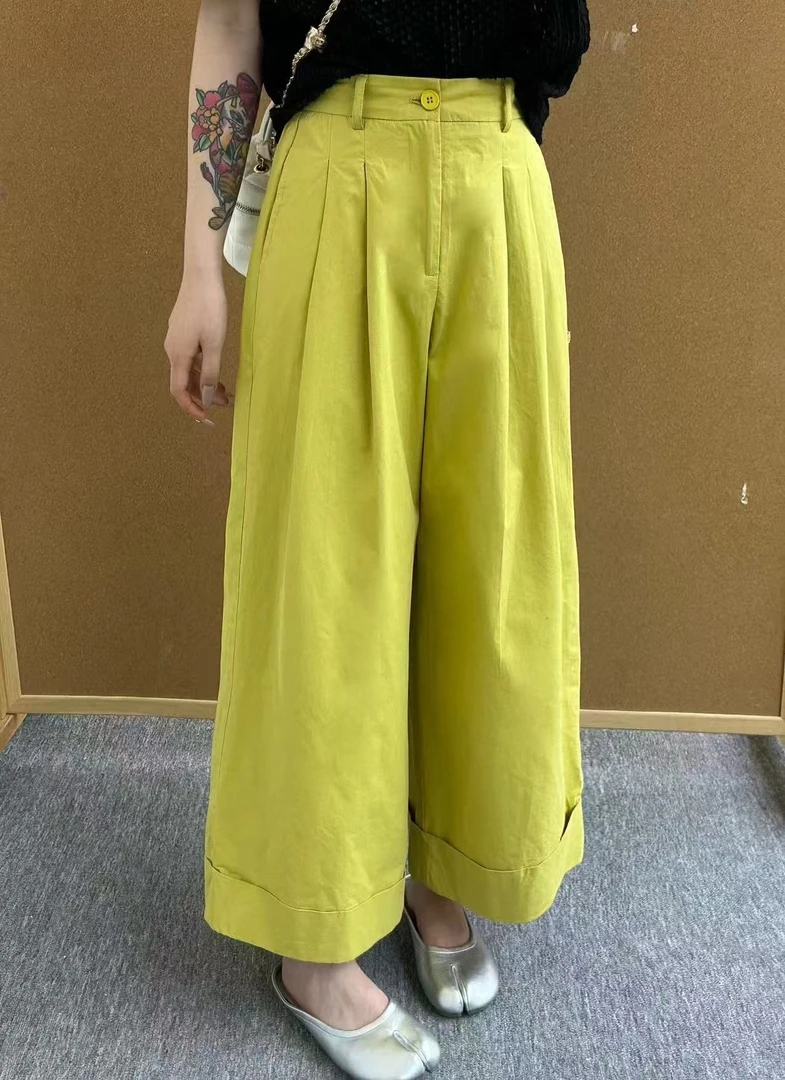 8297#后腰松紧阔腿裤