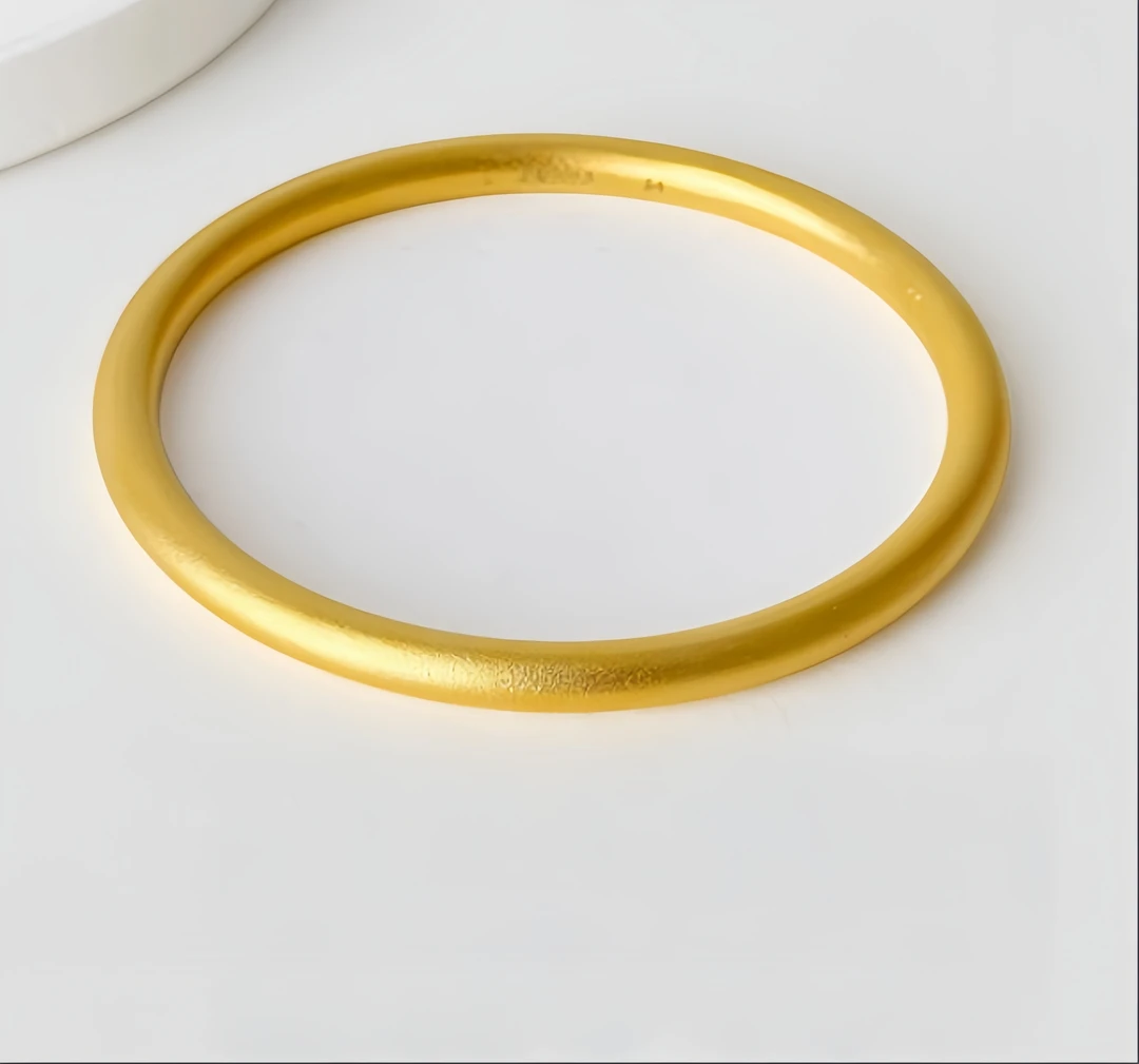 足银手镯 古法素圈手镯卡5mm厚包工艺时尚百搭简约实心磨砂款式的