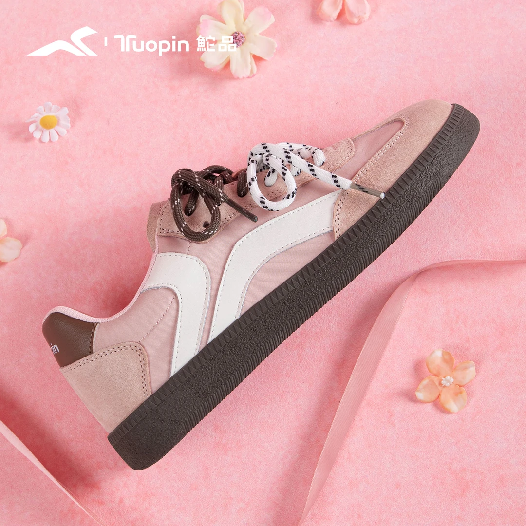 鮀品粉色德训鞋2025新款小众百搭软底休闲运动板鞋原创设计休闲鞋