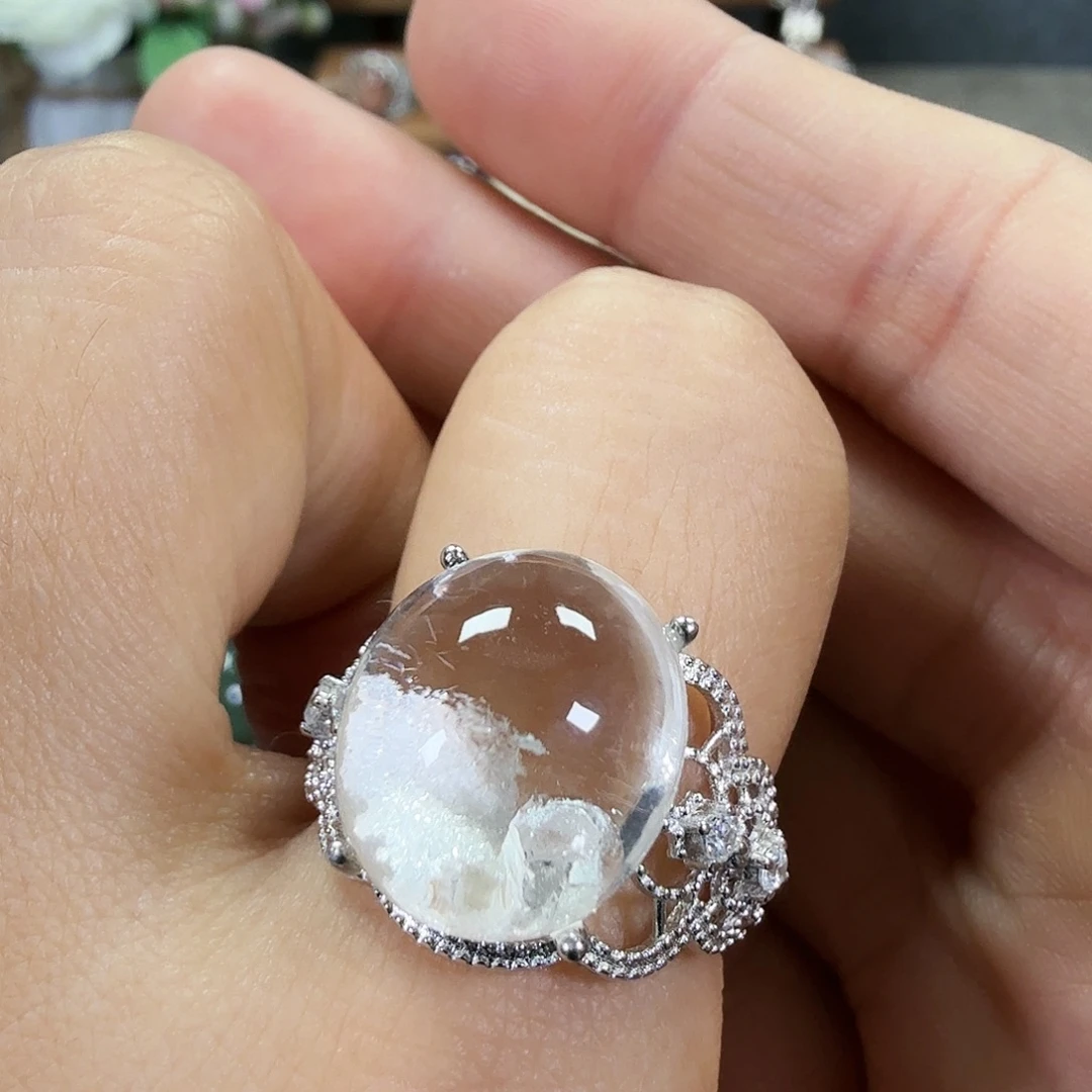 水晶戒指银S925镶嵌