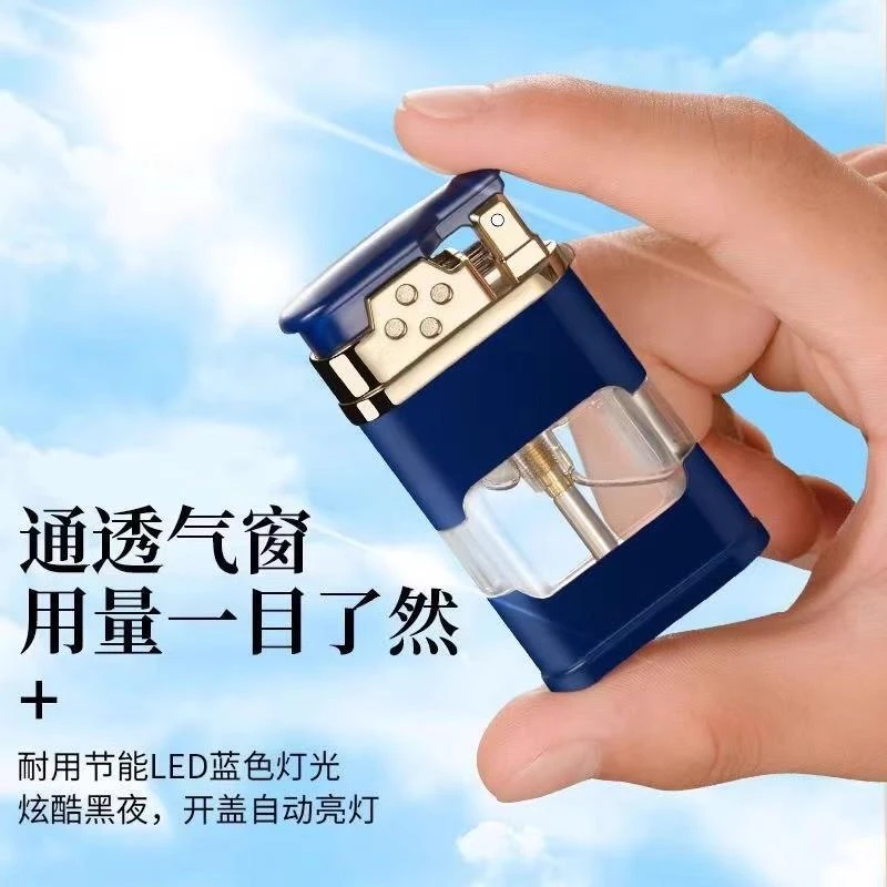优选WEITELANG新款个性高端充气夜光直冲明火打火机气窗带灯礼品