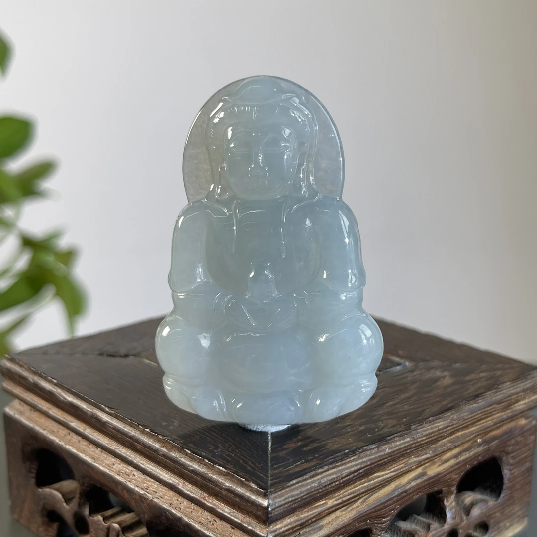 JCB08-101 天然缅甸A货翡翠 正装观音