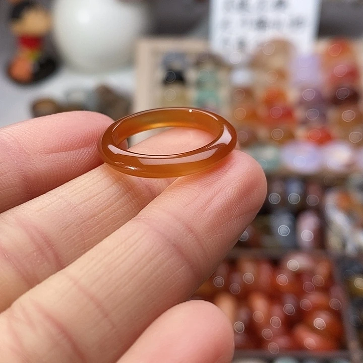 玛瑙/玉髓未镶嵌戒指A38不退换港17内径18.1