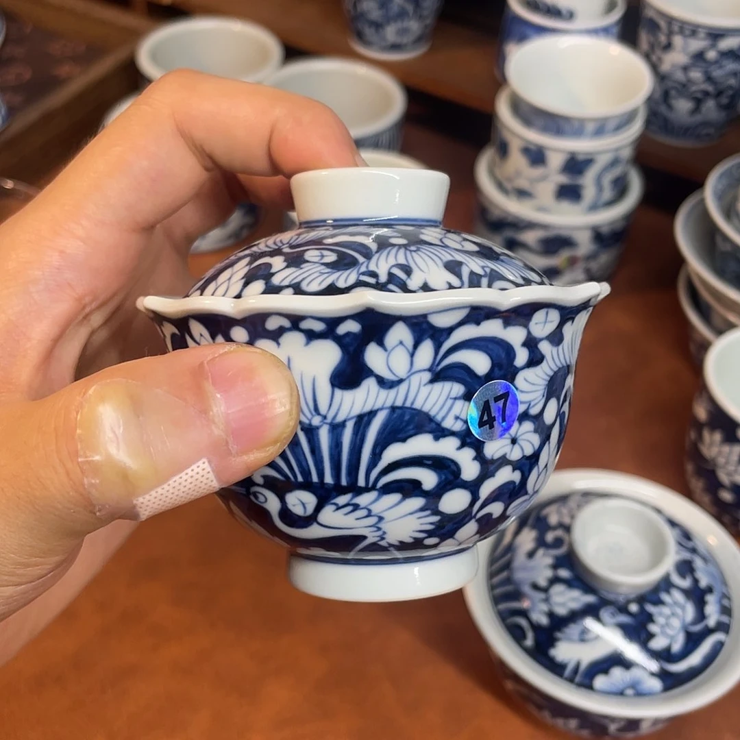 ?****?景德镇纯手工手绘一路盖碗47