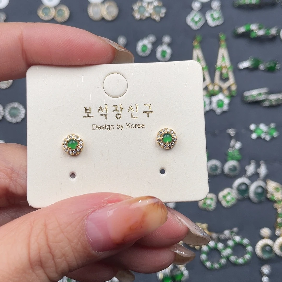 翡翠银S925镶嵌耳饰