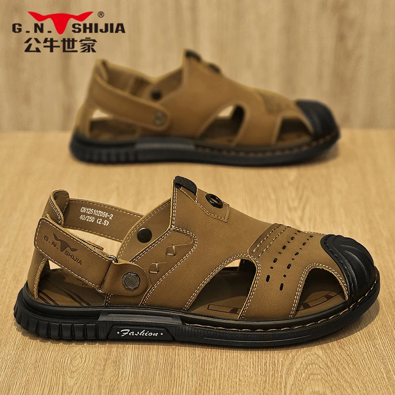 公牛世家洞洞鞋男2025新款包头凉鞋休闲男士夏外穿防臭涉水溯溪鞋
