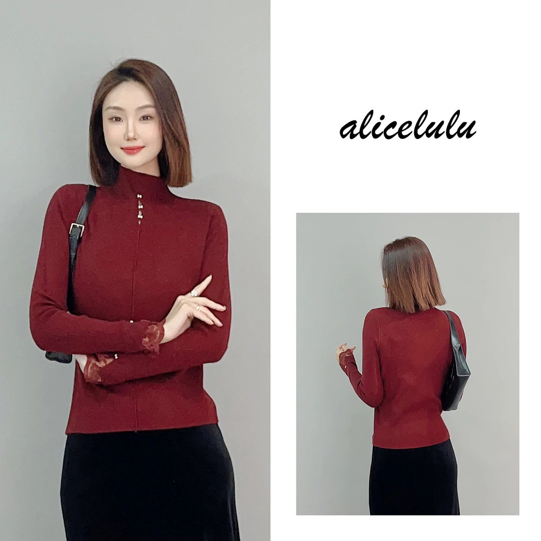 2 ALICE “心间柔情”毛衣 时髦钉扣 柔美蕾丝 S2141790U